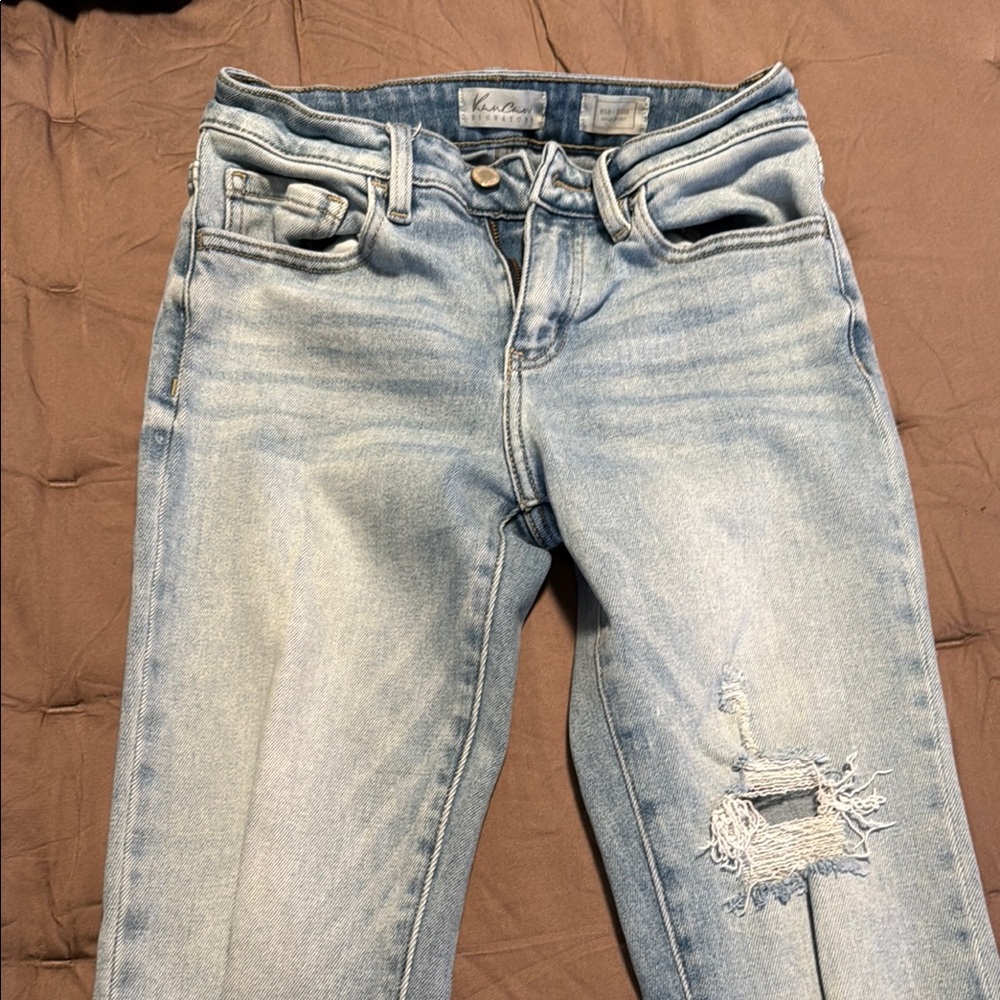 KanCan Blue Skinny Jeans with Distressed Style